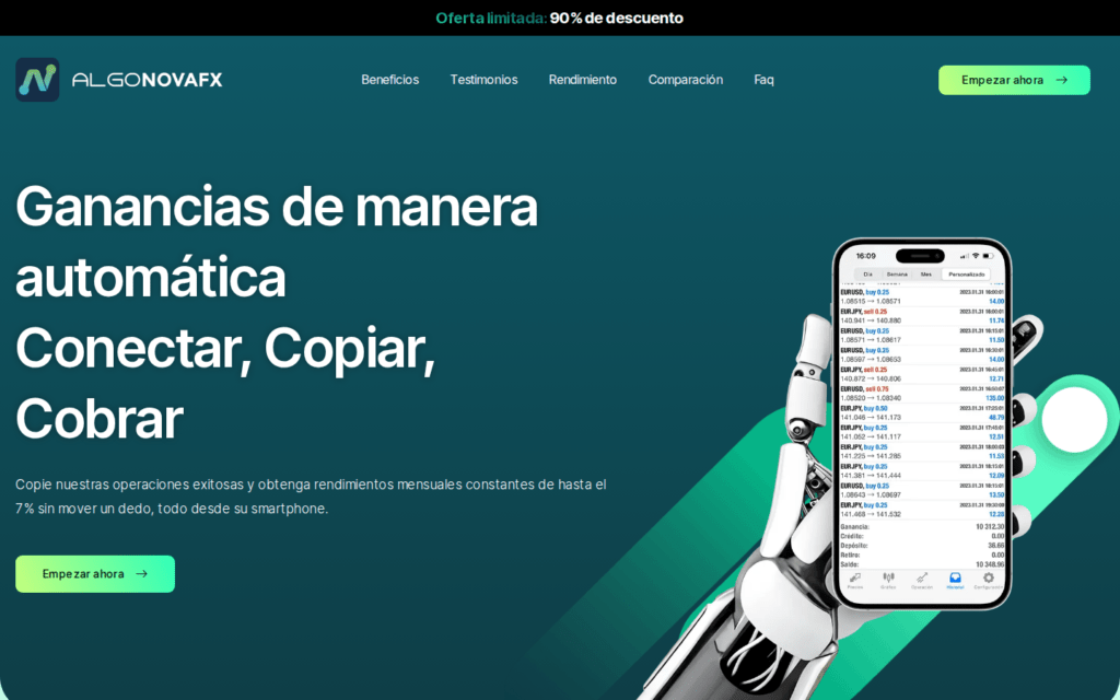 Captura de la web oficial de AlgonovaFX