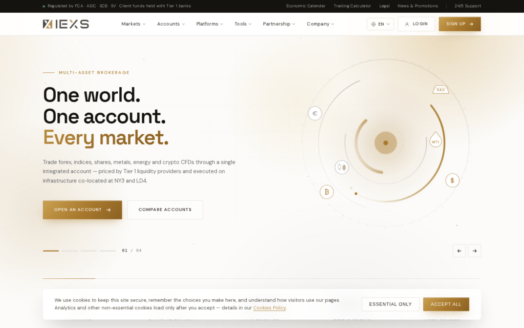 Captura de la landing page de IEXS, usada con fines informativos y de revisión.