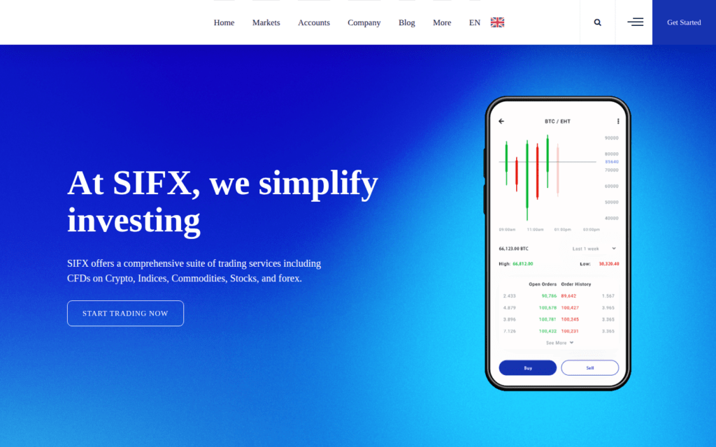 Captura de la portada del sitio web de SIFX, con fines informativos.