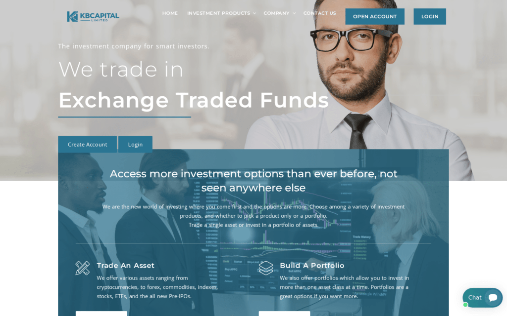 Captura de la portada del sitio web de KbCapitalLTD, con fines informativos.