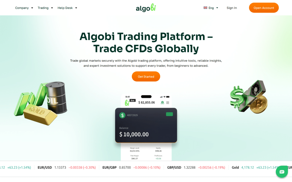 Captura de la portada del sitio web de AlgoBI, con fines informativos.