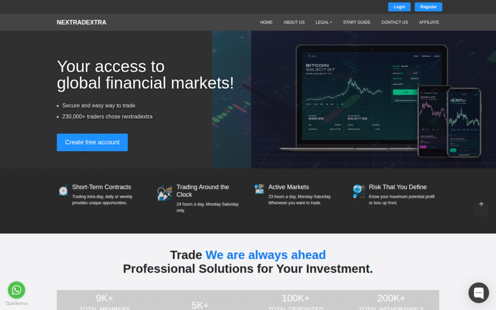 Captura de la portada del sitio web de NexTradextra, con fines informativos.