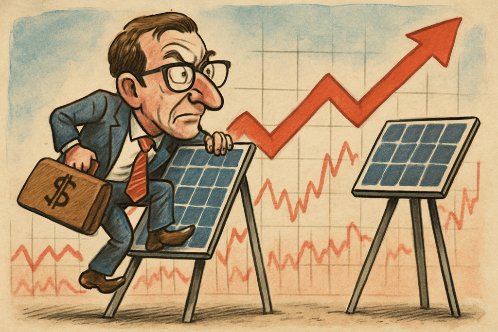 Imagen editorial factual sobre Actividad de opciones de Sunrun dominada por una estructura de dos patas; ilustración sin recomendación de inversión.