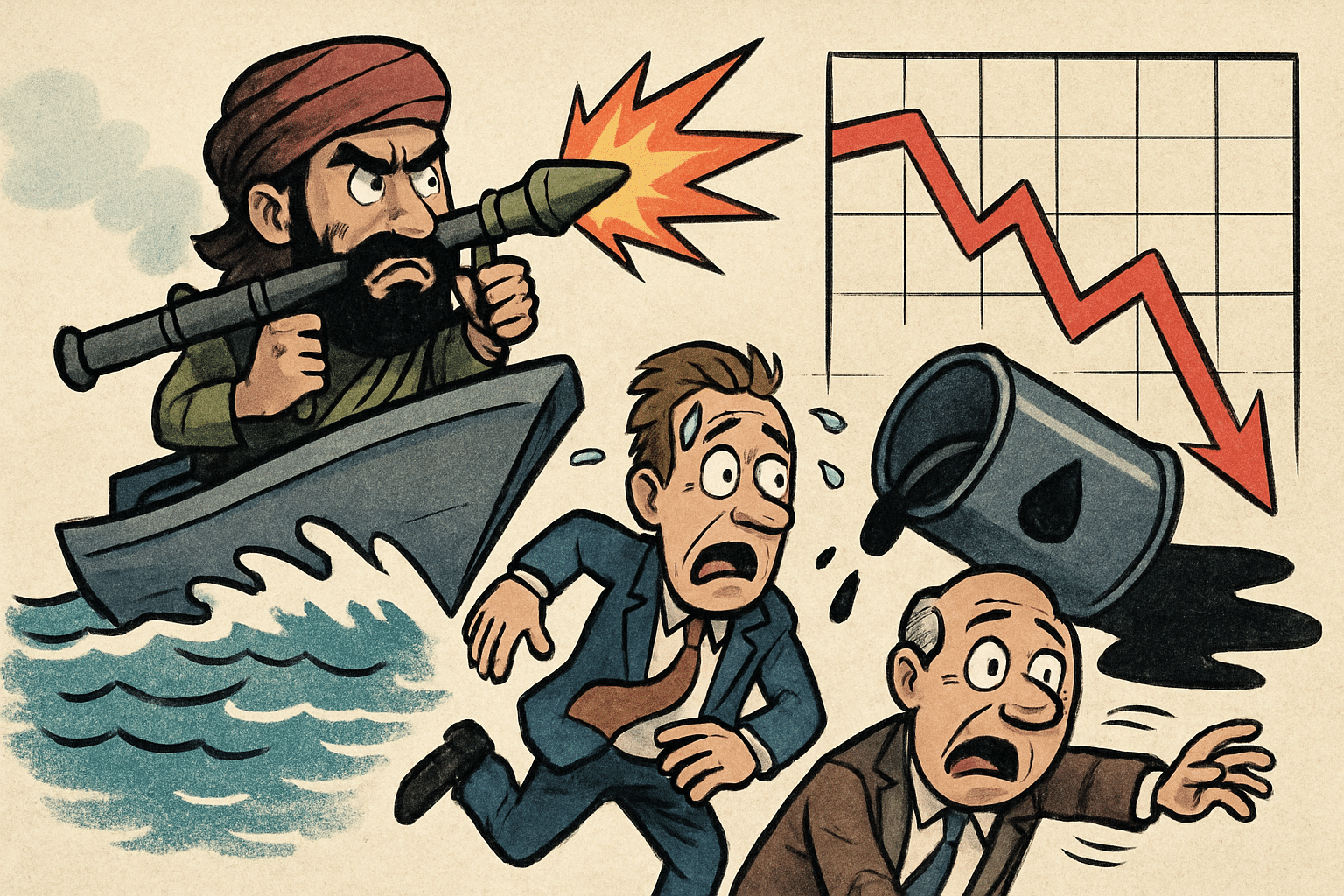 Imagen editorial factual sobre Impacto de la Amenaza Houthi en los Mercados Europeos y el Petróleo; ilustración sin recomendación de inversión.