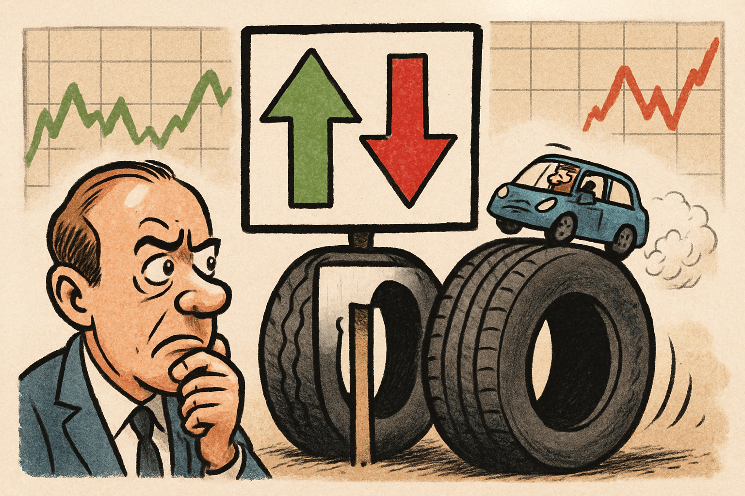 Imagen editorial factual sobre Señales Mixtas en el Flujo de Opciones de Michelin en el Rango de EUR 33-34; ilustración sin recomendación de inversión.