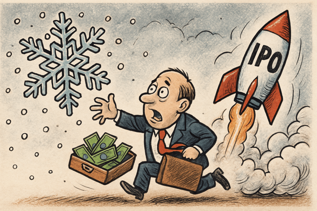 Imagen editorial factual sobre Snowflake y vVardis: Tendencias en Opciones y Ofertas Públicas Iniciales; ilustración sin recomendación de inversión.