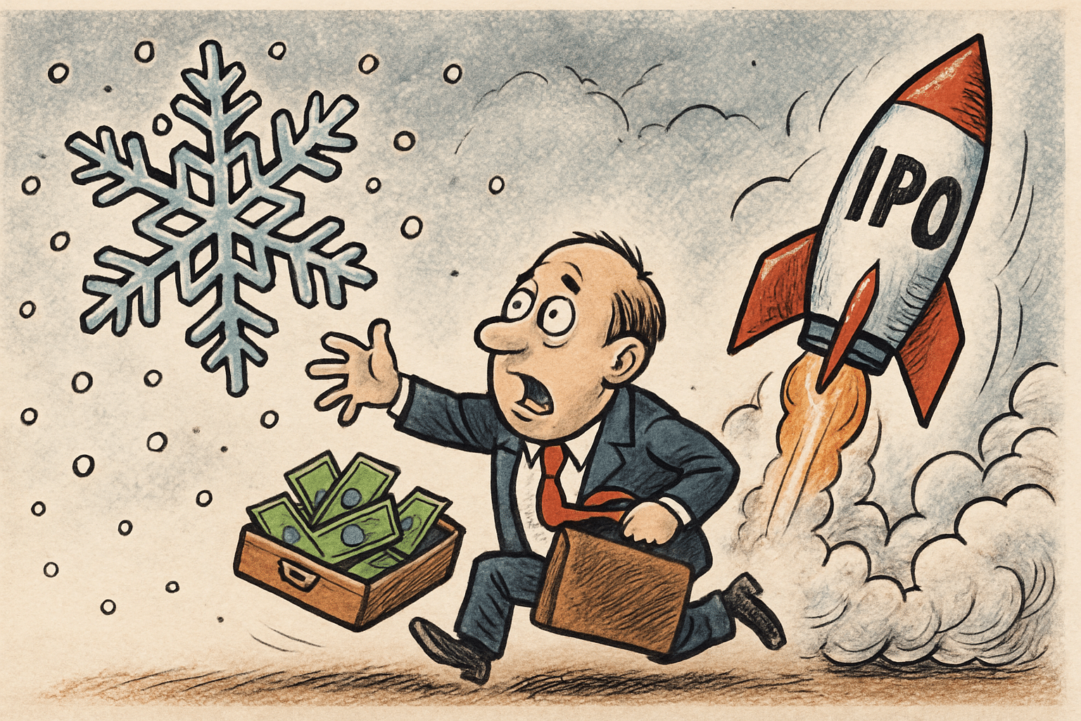 Imagen editorial factual sobre Snowflake y vVardis: Tendencias en Opciones y Ofertas Públicas Iniciales; ilustración sin recomendación de inversión.
